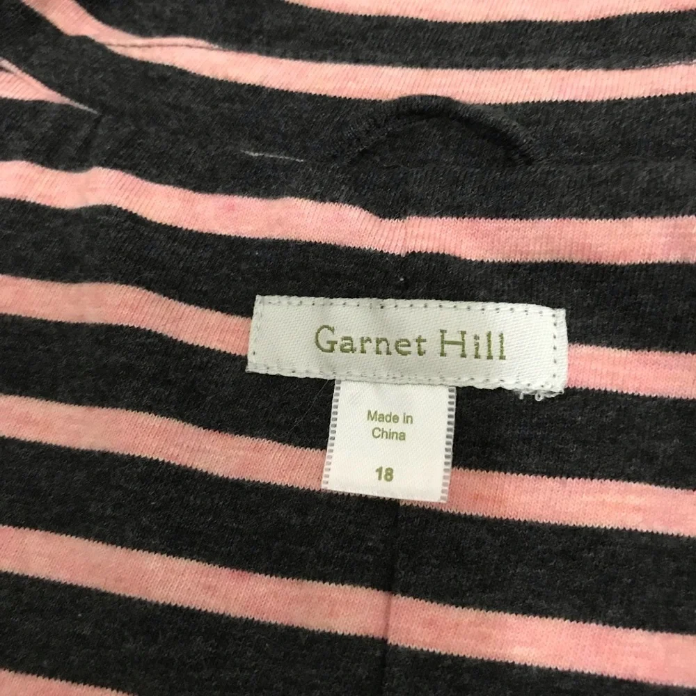 Garnet Hill Striped Gray and Pink Women's Jacket Size 18